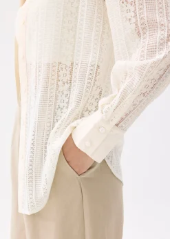 Relaxed Lace Collared Shirt