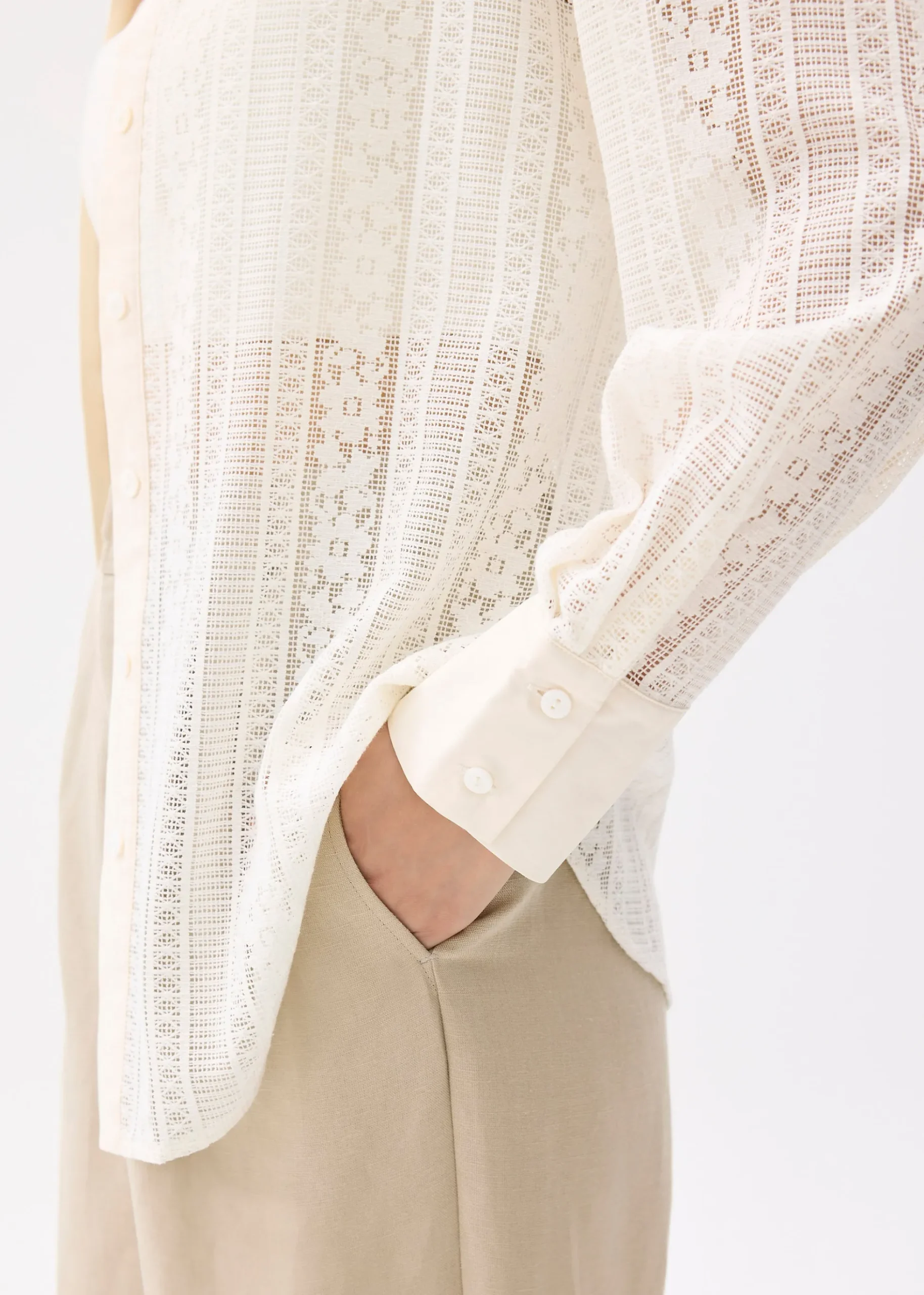Relaxed Lace Collared Shirt
