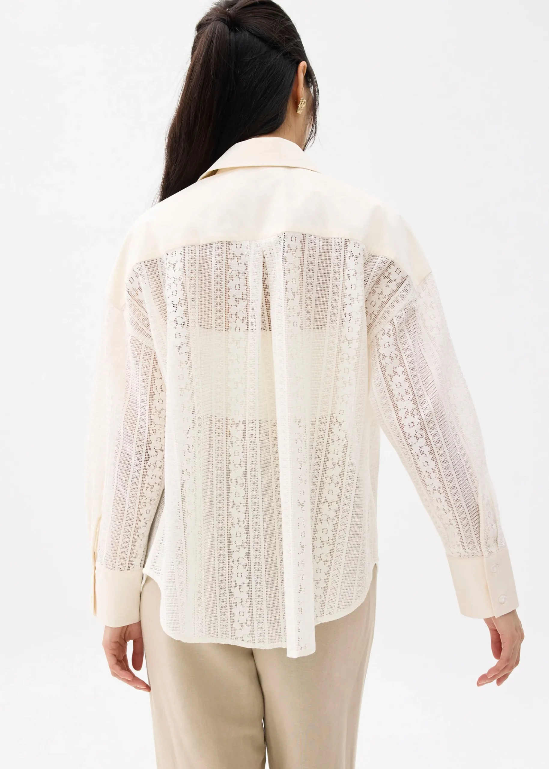Relaxed Lace Collared Shirt