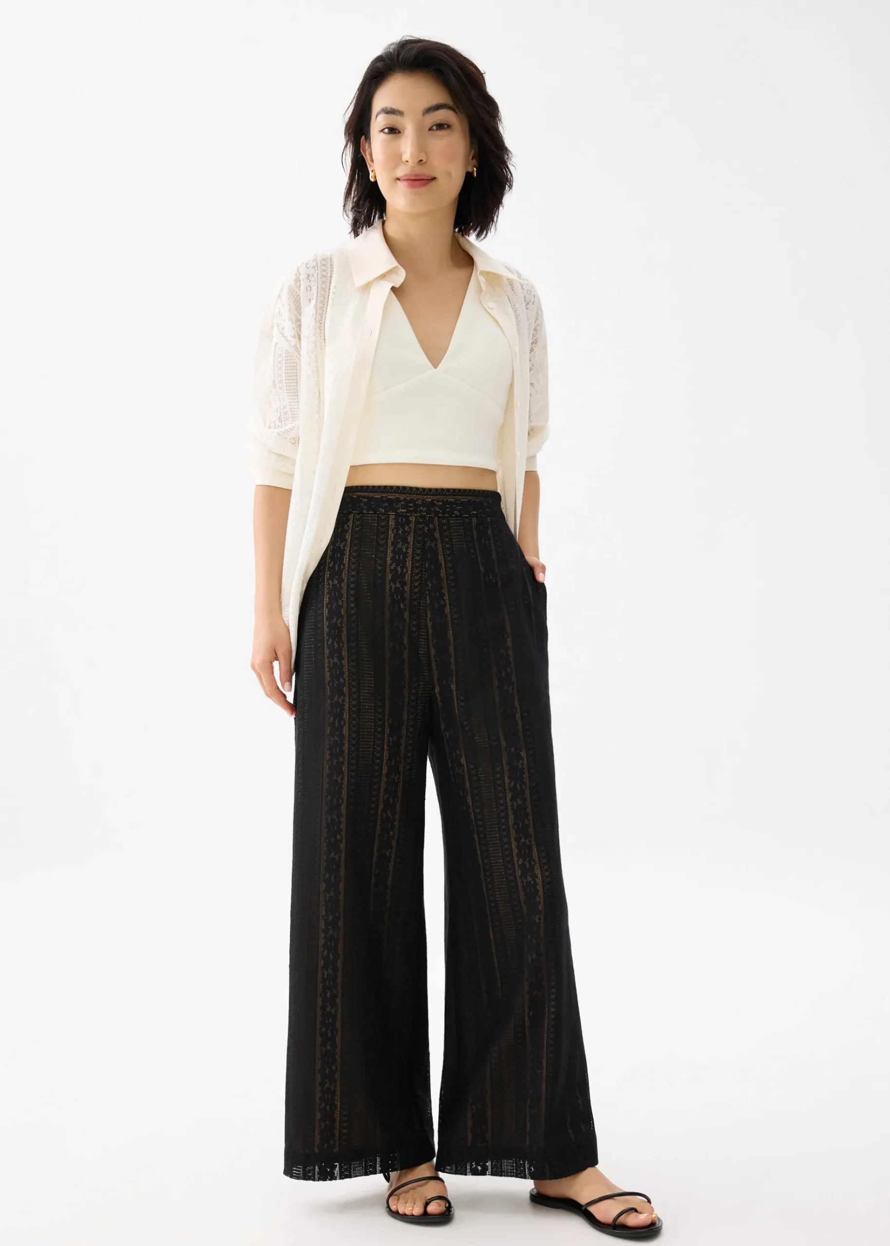 Relaxed Lace Collared Shirt