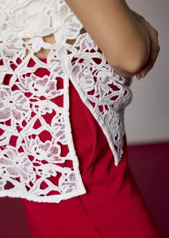 Relaxed Lace Mandarin Collar Top