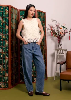 Relaxed Lace Round Neck Top