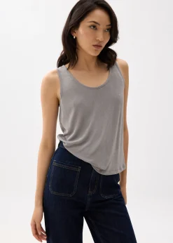 Relaxed Metallic Scoop Neck Tank Top