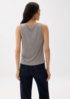 Relaxed Metallic Scoop Neck Tank Top