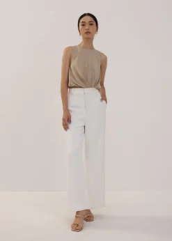 Relaxed Satin Round Neck Crop Top