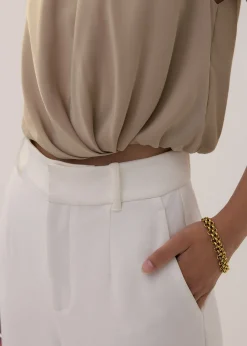 Relaxed Satin Round Neck Crop Top