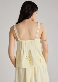 Relaxed Shell Top in Tidal Escape Broderie