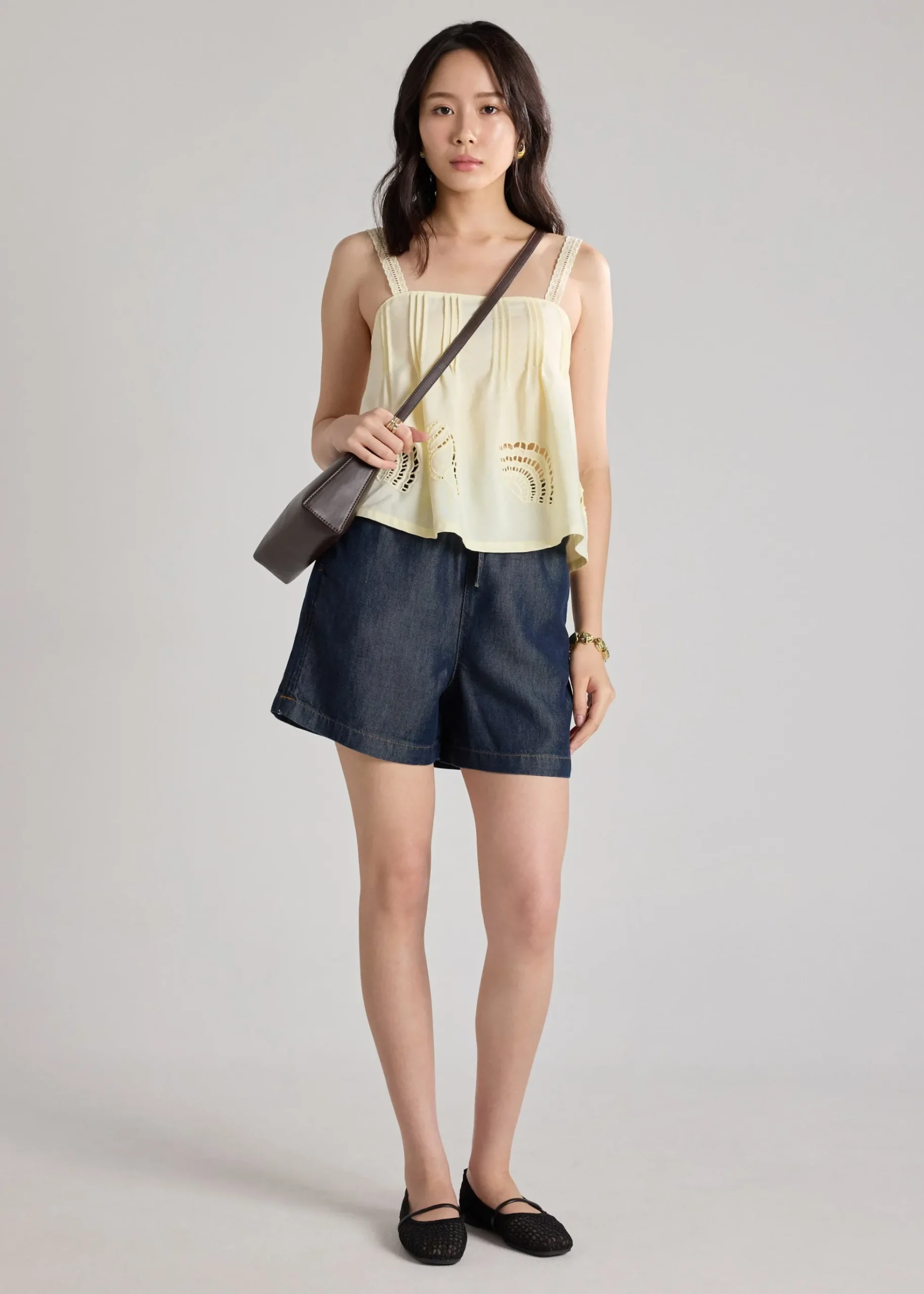 Relaxed Shell Top in Tidal Escape Broderie