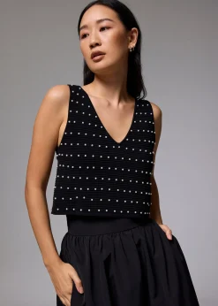 Reversible Pearl Embellished Knit Top