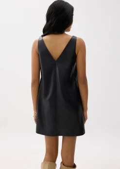 Reversible Vegan Leather Shift Mini Dress