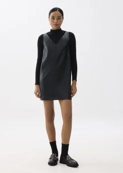 Reversible Vegan Leather Shift Mini Dress