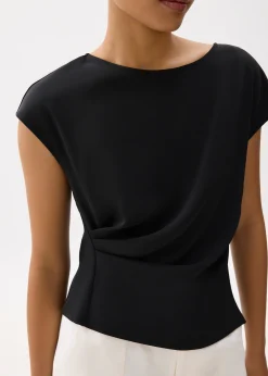 Rhea Boat Neck Drape Blouse