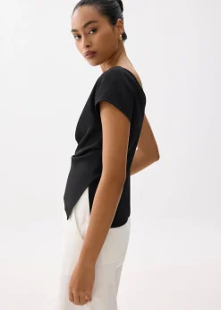 Rhea Boat Neck Drape Blouse