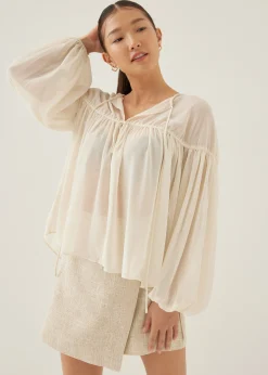 Rhiane Sheer Puff Sleeve Blouse