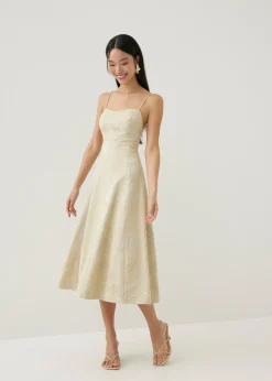 Ria Padded Satin Fit & Flare Dress in Opulent Florals
