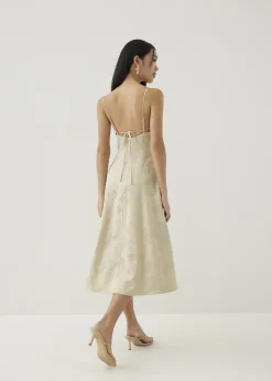 Ria Padded Satin Fit & Flare Dress in Opulent Florals
