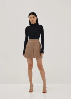 Ribbed Knit High Neck Fitted Top