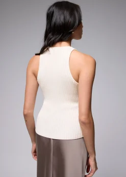 Ribbed Knit V-neck Fitted Tank Top