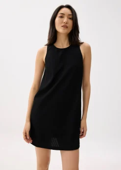 Ribbed Scoop Neck Shift Mini Dress