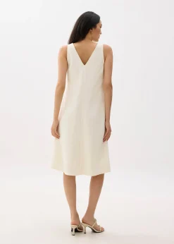 Ribbed V-neck A-line Midi Dress