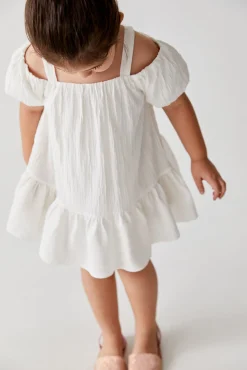 Rieka Ruffle Hem Cold Shoulder Textured Dress