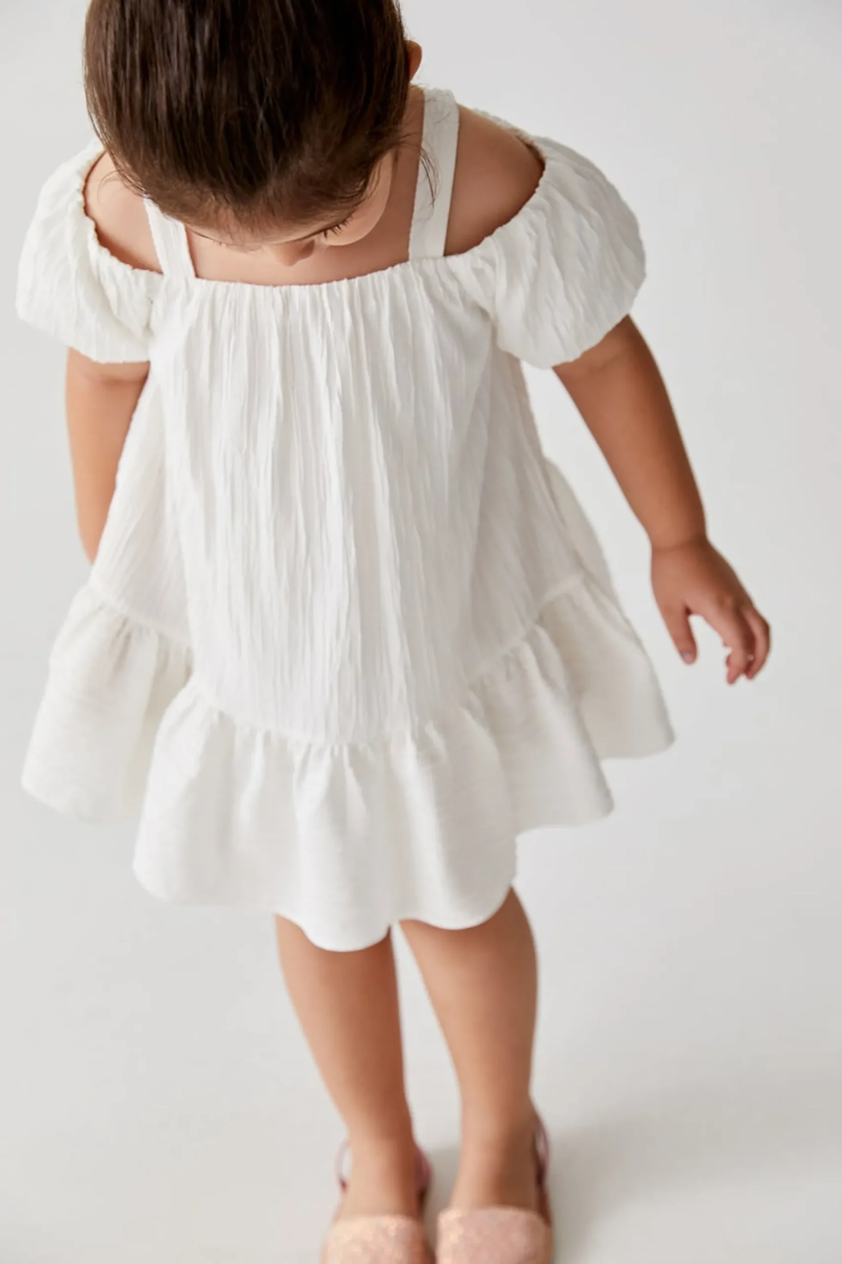 Rieka Ruffle Hem Cold Shoulder Textured Dress