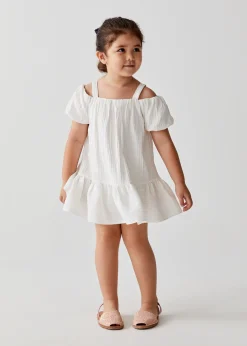 Rieka Ruffle Hem Cold Shoulder Textured Dress