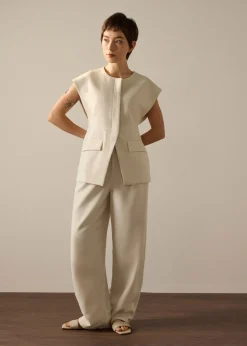 Riyo Twill Round Neck Boxy Vest