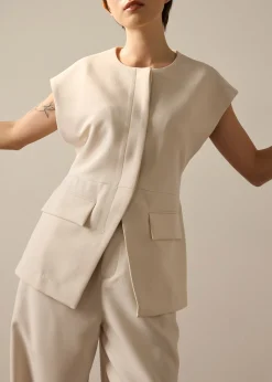 Riyo Twill Round Neck Boxy Vest