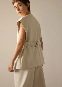 Riyo Twill Round Neck Boxy Vest