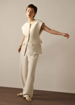 Riyo Twill Round Neck Boxy Vest
