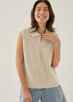 Roslyn Textured Relaxed Collared Tank Top