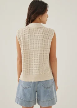 Roslyn Textured Relaxed Collared Tank Top