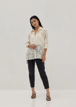 Rosy Lace-Up Collar Shirt