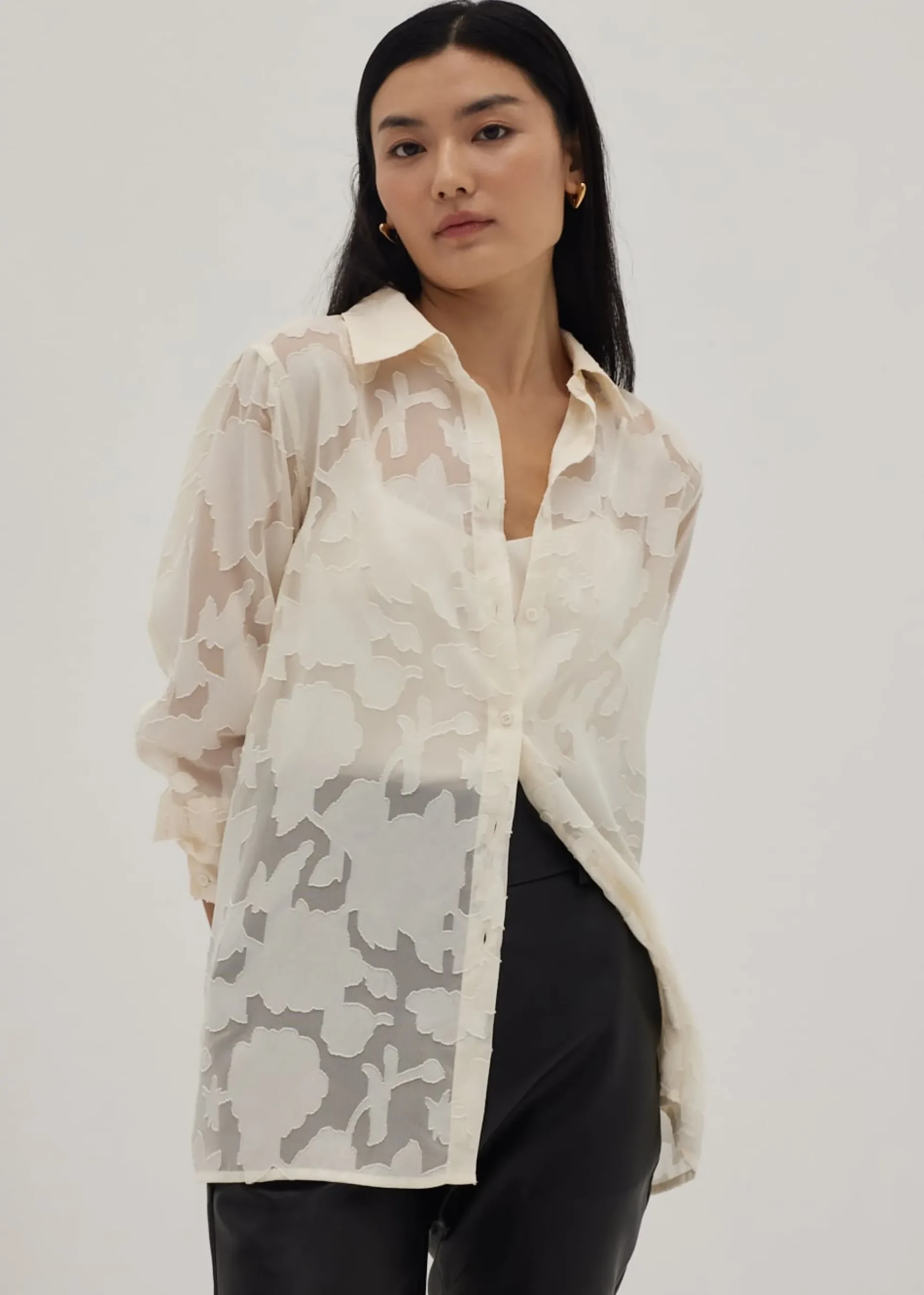 Rosy Lace-Up Collar Shirt