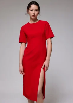 Round Neck Column Midaxi Dress