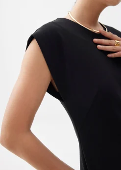 Round Neck Column Midi Dress