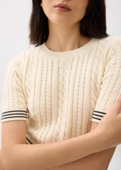Round Neck Fitted Crop Knit Top