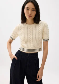 Round Neck Fitted Crop Knit Top