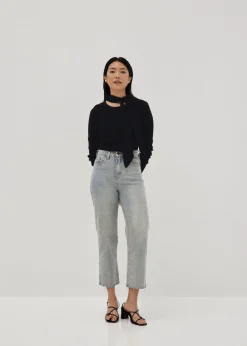 Round Neck Fitted Tie Knit Top