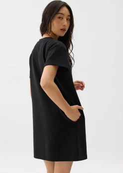 Round Neck Front Zip Mini Dress