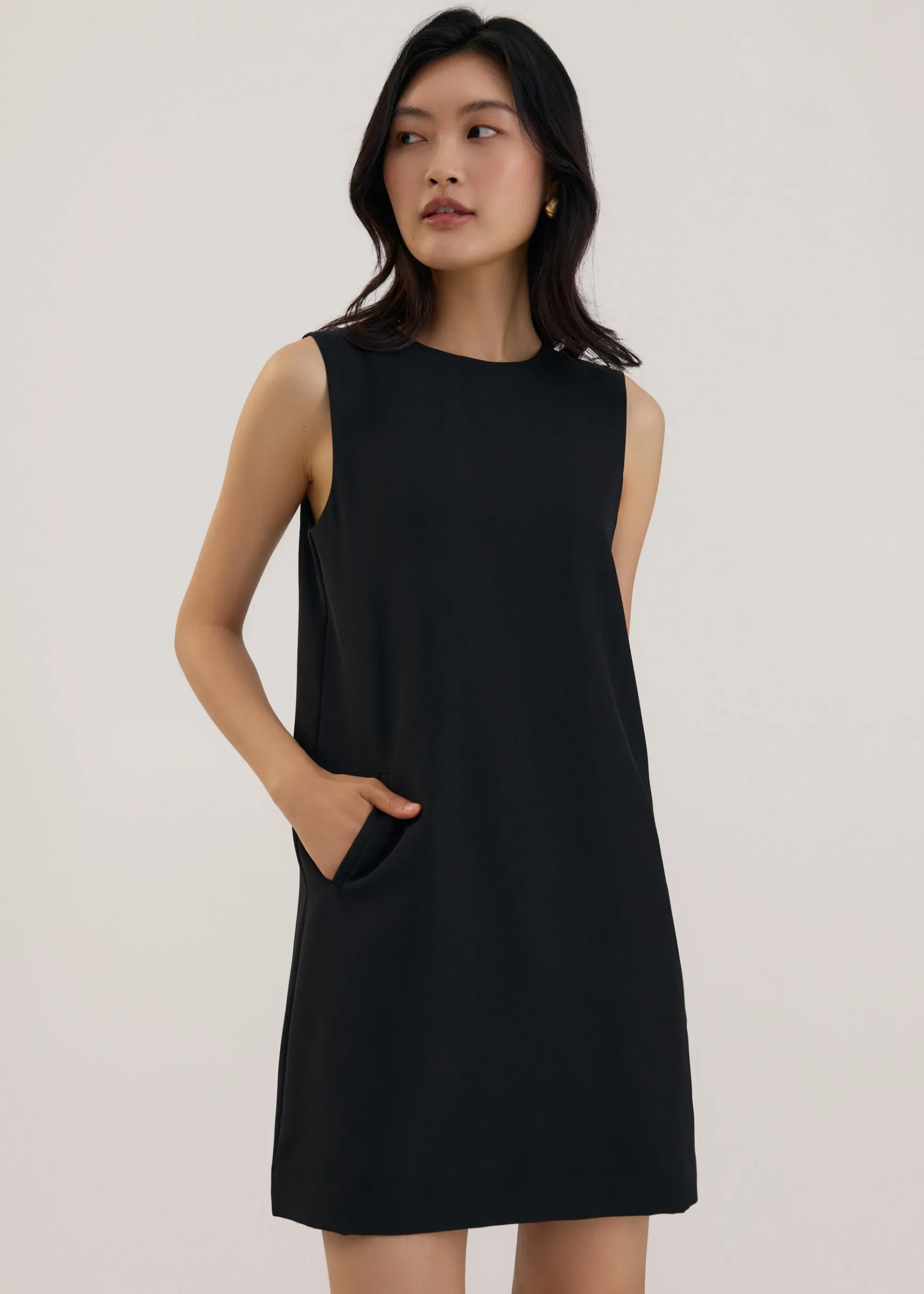 Round Neck Shift Mini Dress