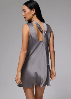 Ruched Mock Neck Shift Mini Dress