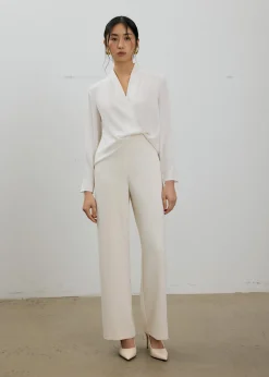 RuchedReady® Ada V-neck Satin Wrap Blouse