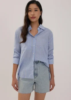RuchedReady® Oversized Striped Tunic Shirt
