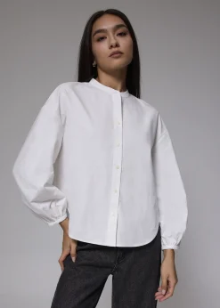 RuchedReady® Relaxed Cotton Collared Blouse