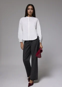 RuchedReady® Relaxed Cotton Collared Blouse