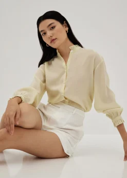 Ruffle Mandarin Collar Shirt