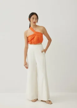 Ruperta Linen Asymmetric Crop Top