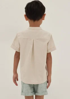 Rylan Unisex Embroidered Mandarin Collar Shirt in Humble Abode